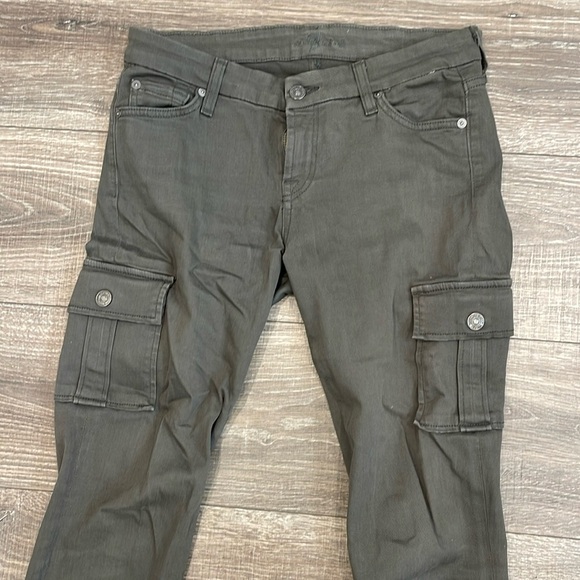 7 for all mankind army green cargo JEANS SIZE 26 - Picture 2 of 5